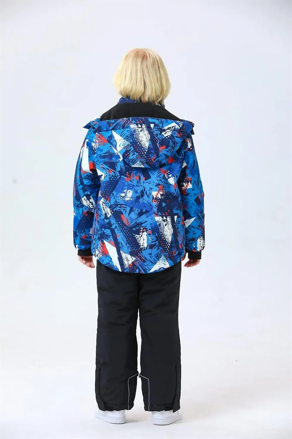WOWULOVELY Big Boy's 2-Piece Colorblock Snow Pants and Jacket Snowsuit Ski Suit