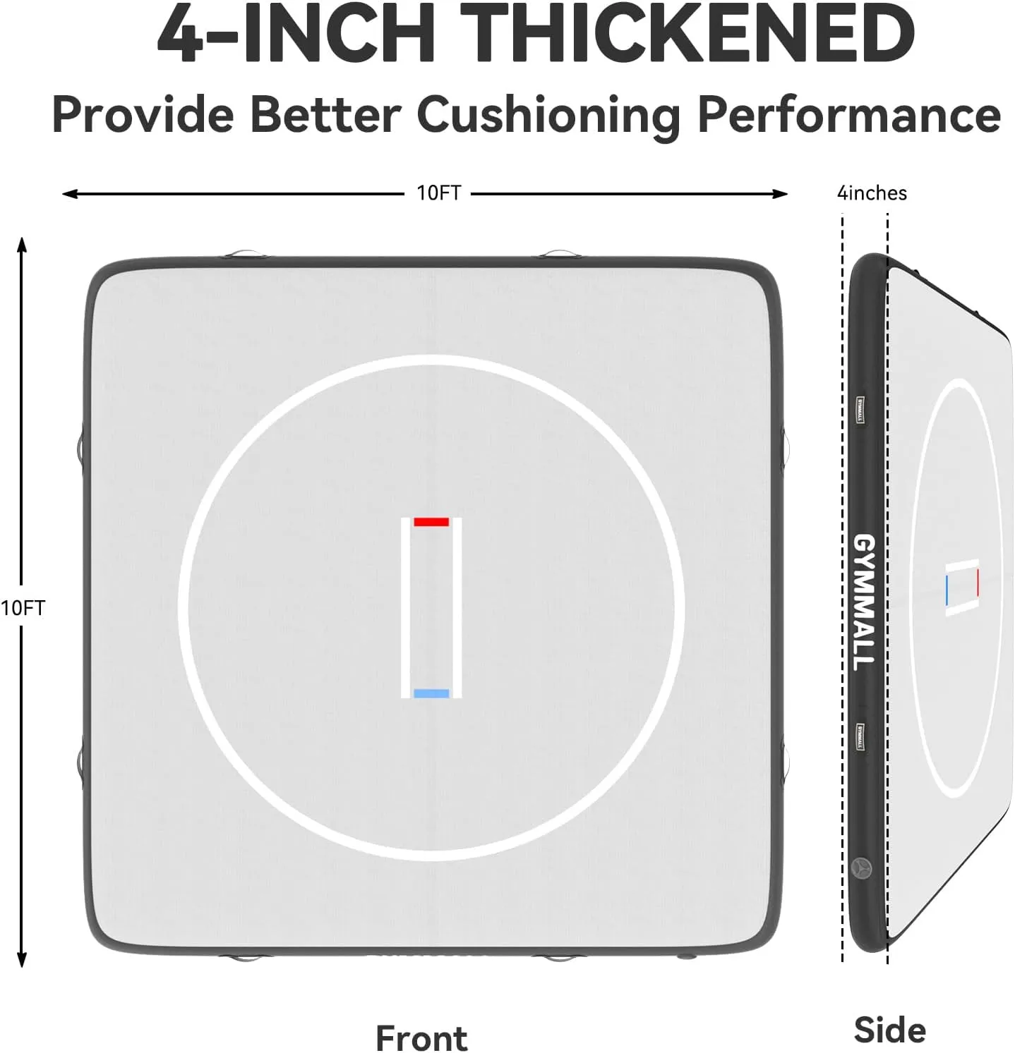 Wrestling Mat Inflatable 5FT/10FT/13FT, Foldable 4" Thick Jiu Jitsu Mats for Home Outdoor Indoor, Waterproof PVC Mat for Gymnastics, Water Yoga, PE Training, BJJ, MMA, Grappling, Judo, Boxing