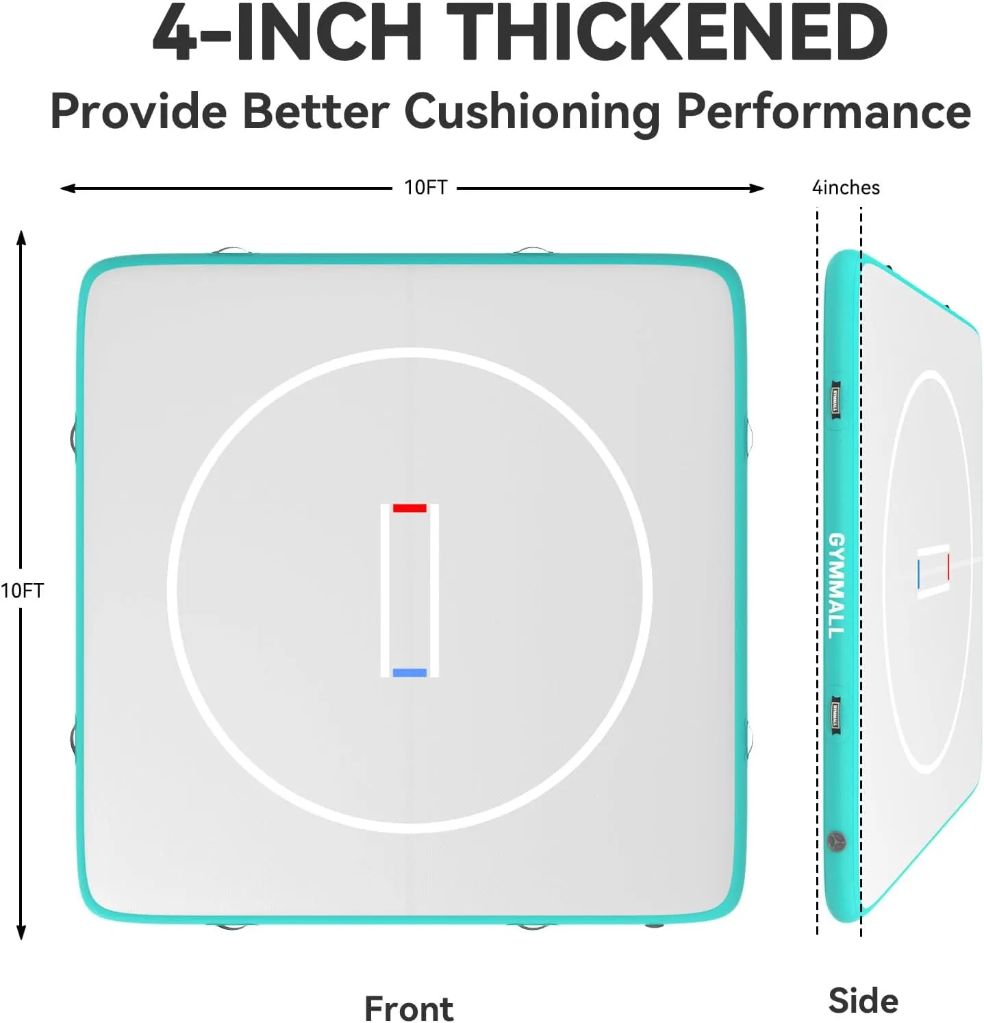 Wrestling Mat Inflatable 5FT/10FT/13FT, Foldable 4" Thick Jiu Jitsu Mats for Home Outdoor Indoor, Waterproof PVC Mat for Gymnastics, Water Yoga, PE Training, BJJ, MMA, Grappling, Judo, Boxing