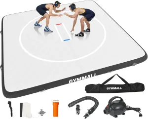 Wrestling Mat Inflatable 5FT/10FT/13FT, Foldable 4" Thick Jiu Jitsu Mats for Home Outdoor Indoor, Waterproof PVC Mat for Gymnastics, Water Yoga, PE Training, BJJ, MMA, Grappling, Judo, Boxing