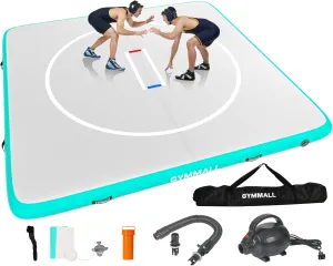 Wrestling Mat Inflatable 5FT/10FT/13FT, Foldable 4" Thick Jiu Jitsu Mats for Home Outdoor Indoor, Waterproof PVC Mat for Gymnastics, Water Yoga, PE Training, BJJ, MMA, Grappling, Judo, Boxing