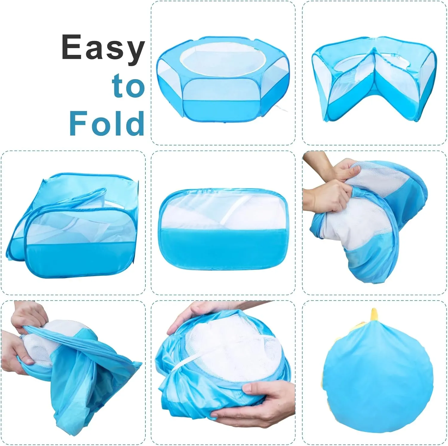 XIRGS Small Animal Playpen, Pet Playpen for Cat/Rabbit/Hamster/Guinea Pig/Bunny/Ferret/Kitten Toys Chick Brooder Box Cage Tent Pop Up Play Pen with Cover, Portable Play Yard Indoor Outdoor Waterproof