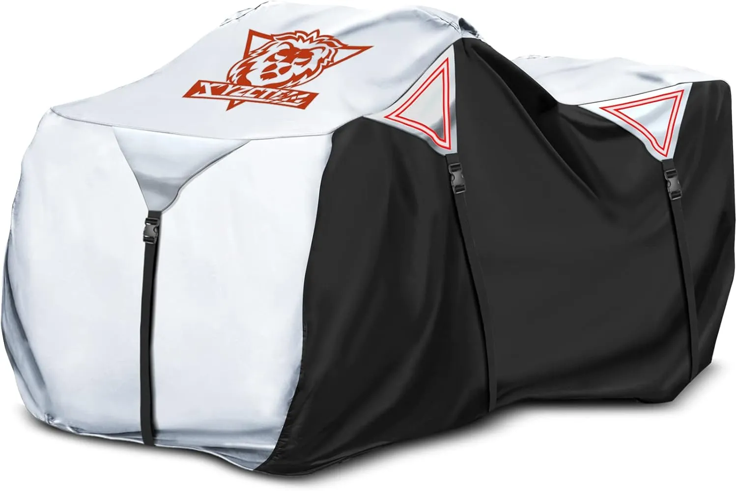 XYZCTEM Premium ATV Cover,Outdoor Protection Against Water, UV, Wind. Quad Cover for Can-am,Suzuki,Kawasaki, Honda, Yamaha, Polaris,and More.4 Wheeler Accessories with Thickened Straps(Silver,82" L)