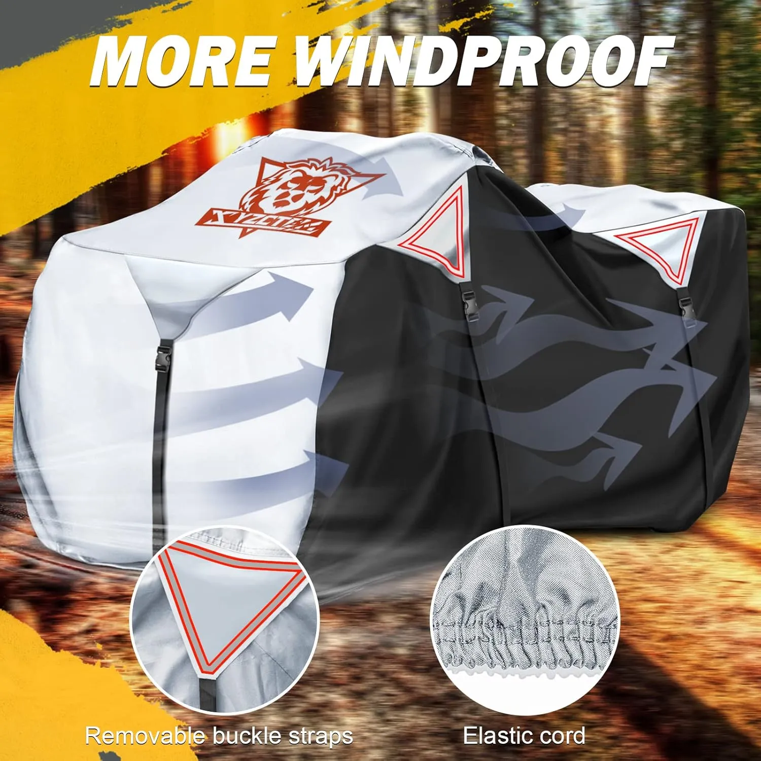 XYZCTEM Premium ATV Cover,Outdoor Protection Against Water, UV, Wind. Quad Cover for Can-am,Suzuki,Kawasaki, Honda, Yamaha, Polaris,and More.4 Wheeler Accessories with Thickened Straps(Silver,82" L)