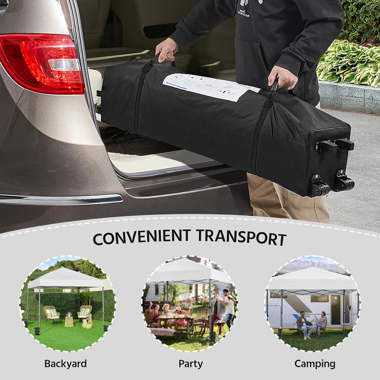 Yaheetech 10x10 1-Person Setup Pop Up Canopy Tent, Instant Portable Commercial Canopy Tent, Outdoor Gazebo with 1-Button Push, Wheeled Bag & 4 Sandbags for Home, Party & Outdoor Activities, White