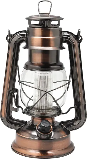 YAKii LED Vintage Lantern Metal Hanging Hurricane Lantern 12 LED Dimmer Switch Cold White Battery Operated Power Outage Indoor Camping Lighting Outdoor Brooklyn Decoration(Copper)