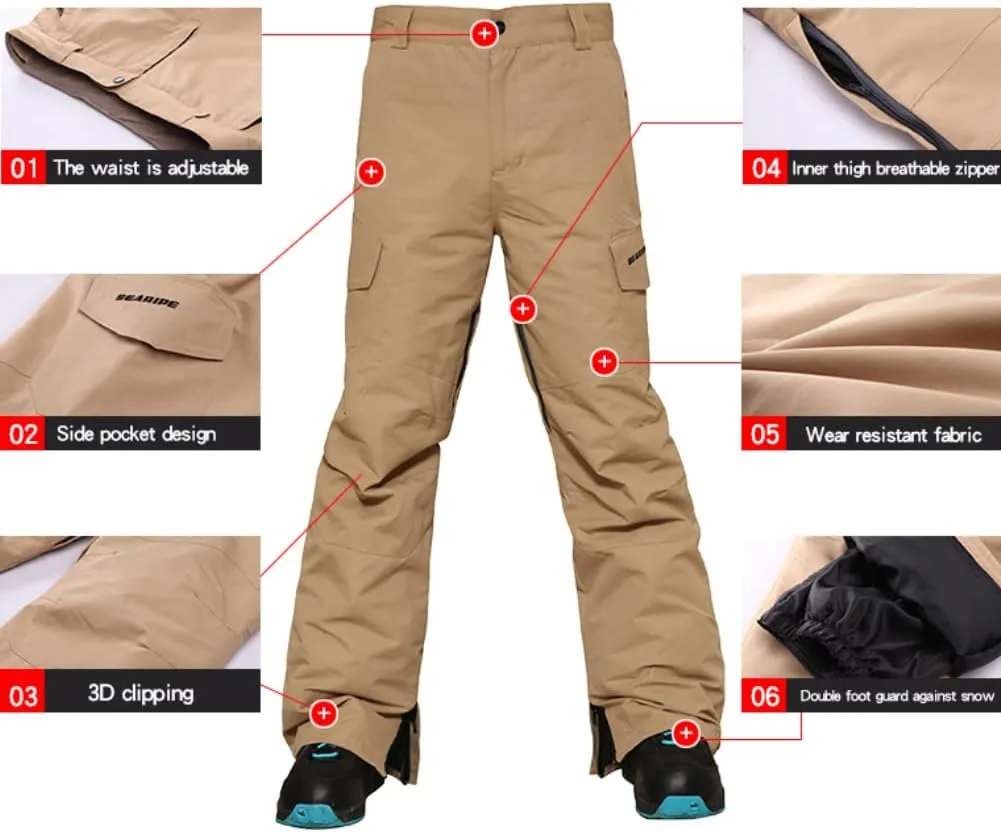 YEEFINE Men's Ski Suit Waterproof Snowsuit Winter Ski Jacket and Pants Set Outdoor Warm Snow Snowboard Suit