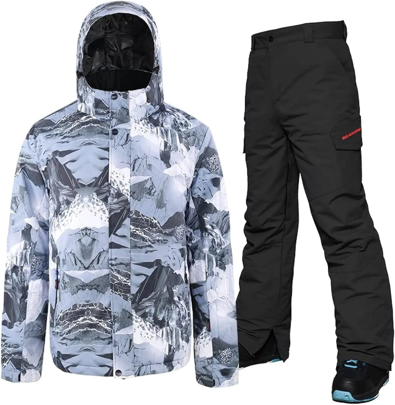 YEEFINE Men's Ski Suit Waterproof Snowsuit Winter Ski Jacket and Pants Set Outdoor Warm Snow Snowboard Suit