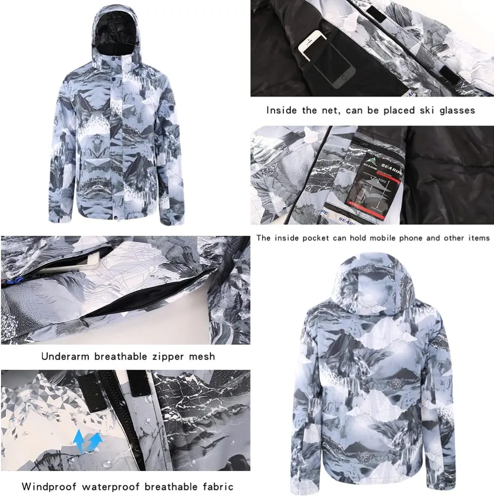 YEEFINE Men's Ski Suit Waterproof Snowsuit Winter Ski Jacket and Pants Set Outdoor Warm Snow Snowboard Suit