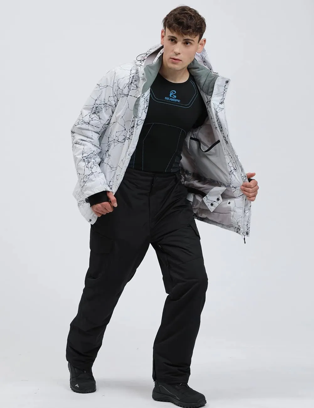 YEEFINE Men's Ski Suit Waterproof Snowsuit Winter Ski Jacket and Pants Set Outdoor Warm Snow Snowboard Suit