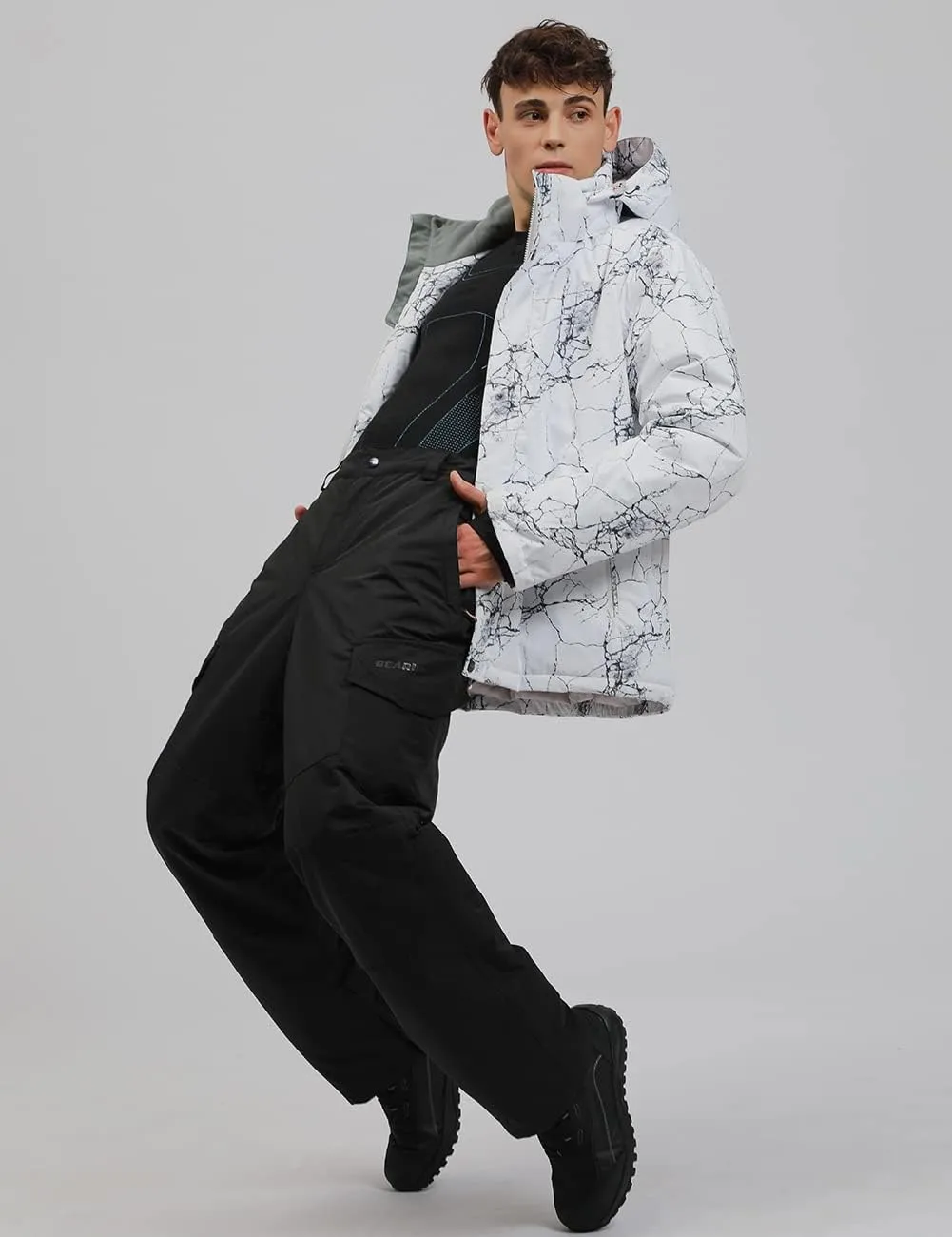 YEEFINE Men's Ski Suit Waterproof Snowsuit Winter Ski Jacket and Pants Set Outdoor Warm Snow Snowboard Suit