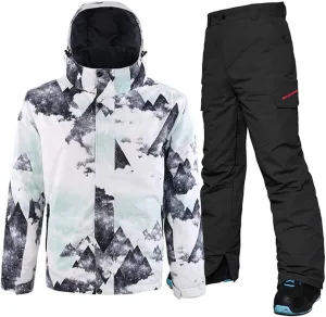 YEEFINE Men's Ski Suit Waterproof Snowsuit Winter Ski Jacket and Pants Set Outdoor Warm Snow Snowboard Suit