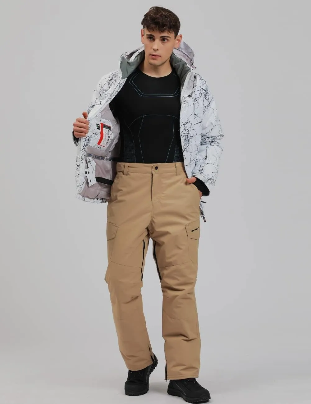 YEEFINE Men's Ski Suit Waterproof Snowsuit Winter Ski Jacket and Pants Set Outdoor Warm Snow Snowboard Suit