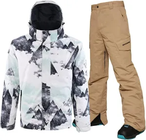 YEEFINE Men's Ski Suit Waterproof Snowsuit Winter Ski Jacket and Pants Set Outdoor Warm Snow Snowboard Suit
