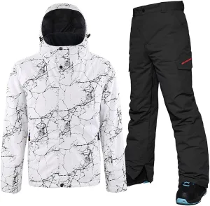 YEEFINE Men's Ski Suit Waterproof Snowsuit Winter Ski Jacket and Pants Set Outdoor Warm Snow Snowboard Suit