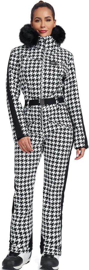 YEEFINE Women's One Piece Ski Suit Waterproof Snowsuits Snowboard Suit Onesies Jumpsuits Winter Outdoor Snow Suits