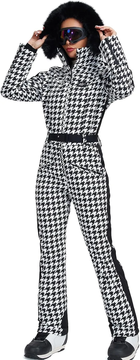 YEEFINE Women's One Piece Ski Suit Waterproof Snowsuits Snowboard Suit Onesies Jumpsuits Winter Outdoor Snow Suits