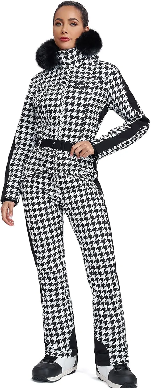 YEEFINE Women's One Piece Ski Suit Waterproof Snowsuits Snowboard Suit Onesies Jumpsuits Winter Outdoor Snow Suits