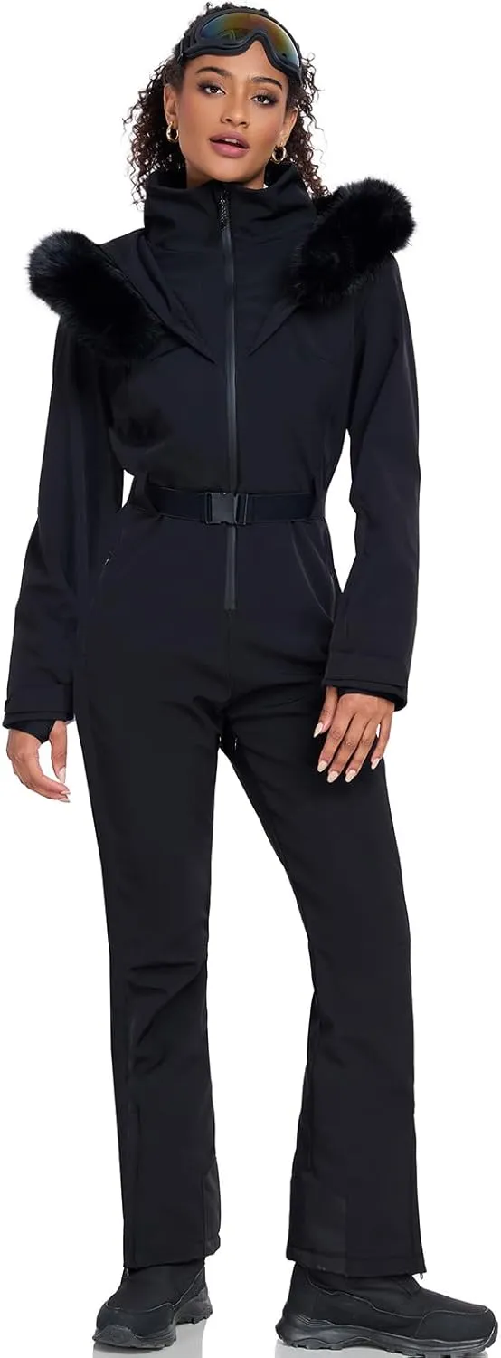 YEEFINE Women's Ski Suit One Piece Jumpsuits Snowsuits Waterproof Snowboard Suit Winter Outdoor Ski Jacket and Pants