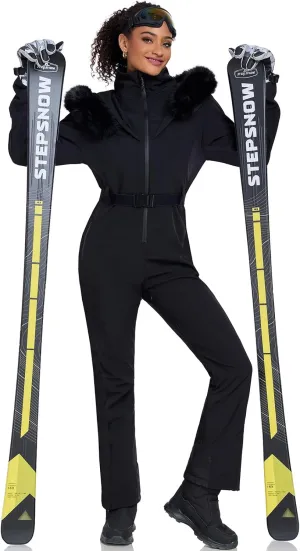 YEEFINE Women's Ski Suit One Piece Jumpsuits Snowsuits Waterproof Snowboard Suit Winter Outdoor Ski Jacket and Pants