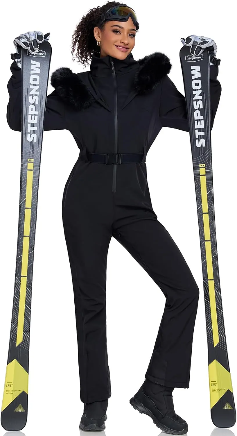 YEEFINE Women's Ski Suit One Piece Jumpsuits Snowsuits Waterproof Snowboard Suit Winter Outdoor Ski Jacket and Pants