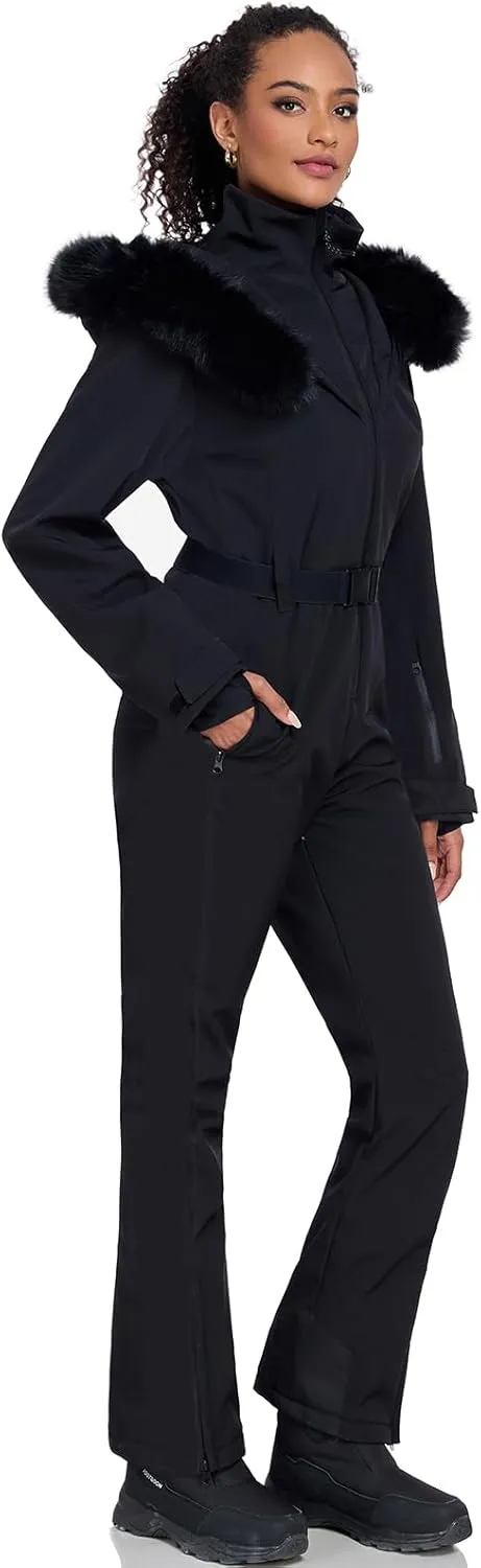 YEEFINE Women's Ski Suit One Piece Jumpsuits Snowsuits Waterproof Snowboard Suit Winter Outdoor Ski Jacket and Pants