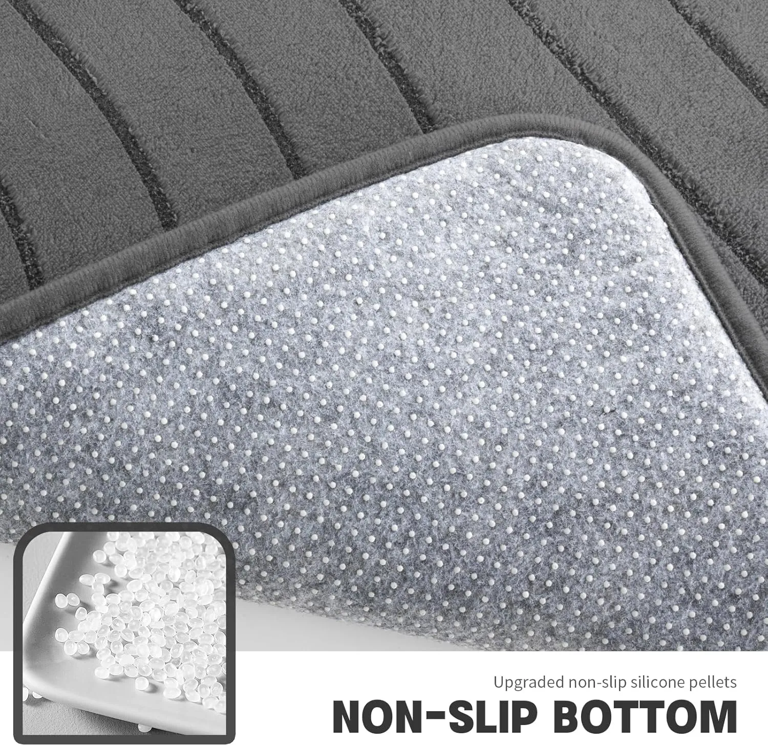 YIHOUSE Bathroom Rug Set 5 Pieces, Soft Non Slip Memory Foam Bath Mat, Extra Thick Bath Mats for Bathroom, Machine Washable Bath Rugs Set for Tub, Toilet and Floor (Dark Grey)