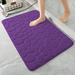 YIHOUSE Memory Foam Bath Mat Cobblestone Bathroom Rugs Super Water Absorbent Bath Mats for Bathroom Machine Washable Bath Rugs(17 x 24,Eggplant)