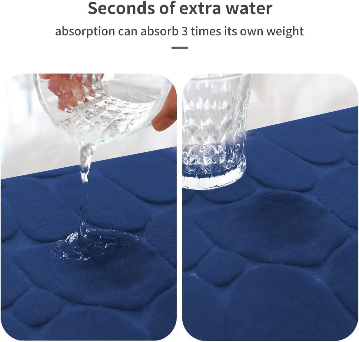 YIHOUSE Memory Foam Runner Rug, Cobblestone Bathroom Runner Rugs Super Water Absorbent Bath Mats for Bathroom Machine Washable Bath Rugs Runner for Hallway Bedroom Laundry Room(20 x 47,Dark Blue)