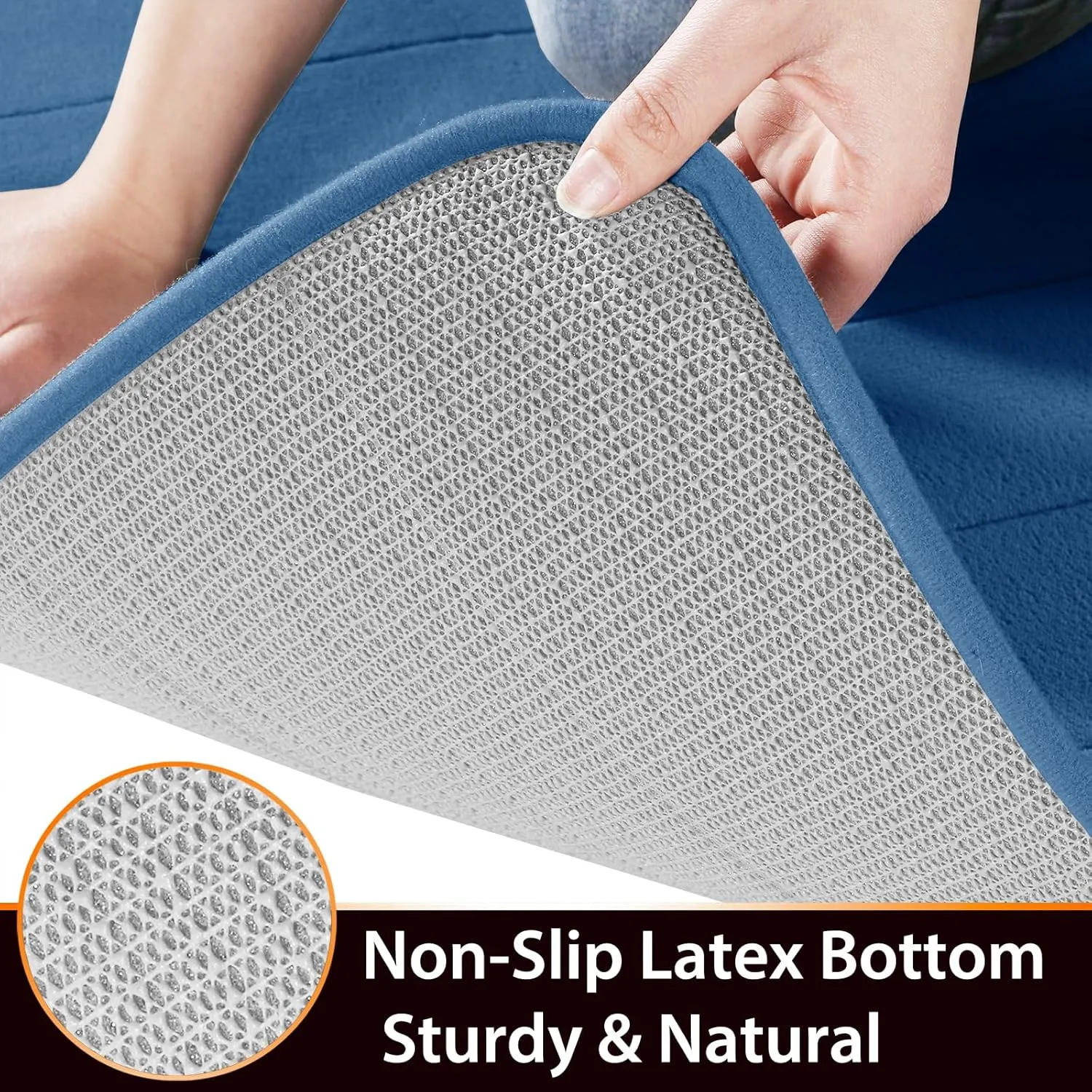Yimobra Memory Foam Bath Mat Rug, 24 x 17 Inches, Comfortable, Soft, Non-Slip, Super Absorbent, Quick Drying Bathroom Rug for Floor, Tub & Shower, Machine Washable, Thick, Blue