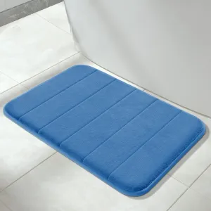 Yimobra Memory Foam Bath Mat Rug, 24 x 17 Inches, Comfortable, Soft, Non-Slip, Super Absorbent, Quick Drying Bathroom Rug for Floor, Tub & Shower, Machine Washable, Thick, Blue