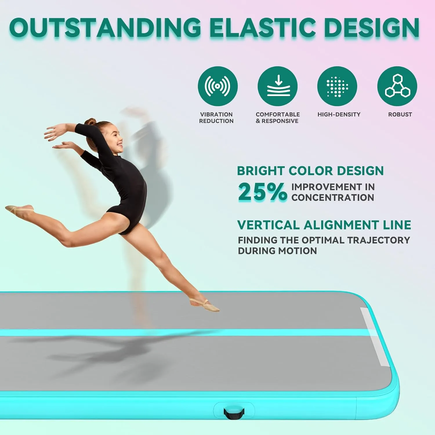 YITAHOME Air Gymnastics Mat 10ft/13ft/16ft/20ft Tumble Track Mat 4/8 Inches Thick Inflatable Tumbling Mat with Electric Pump & Carry Bag for Home Use/Tumble/Gym/Training/Cheerleading/Park/Water