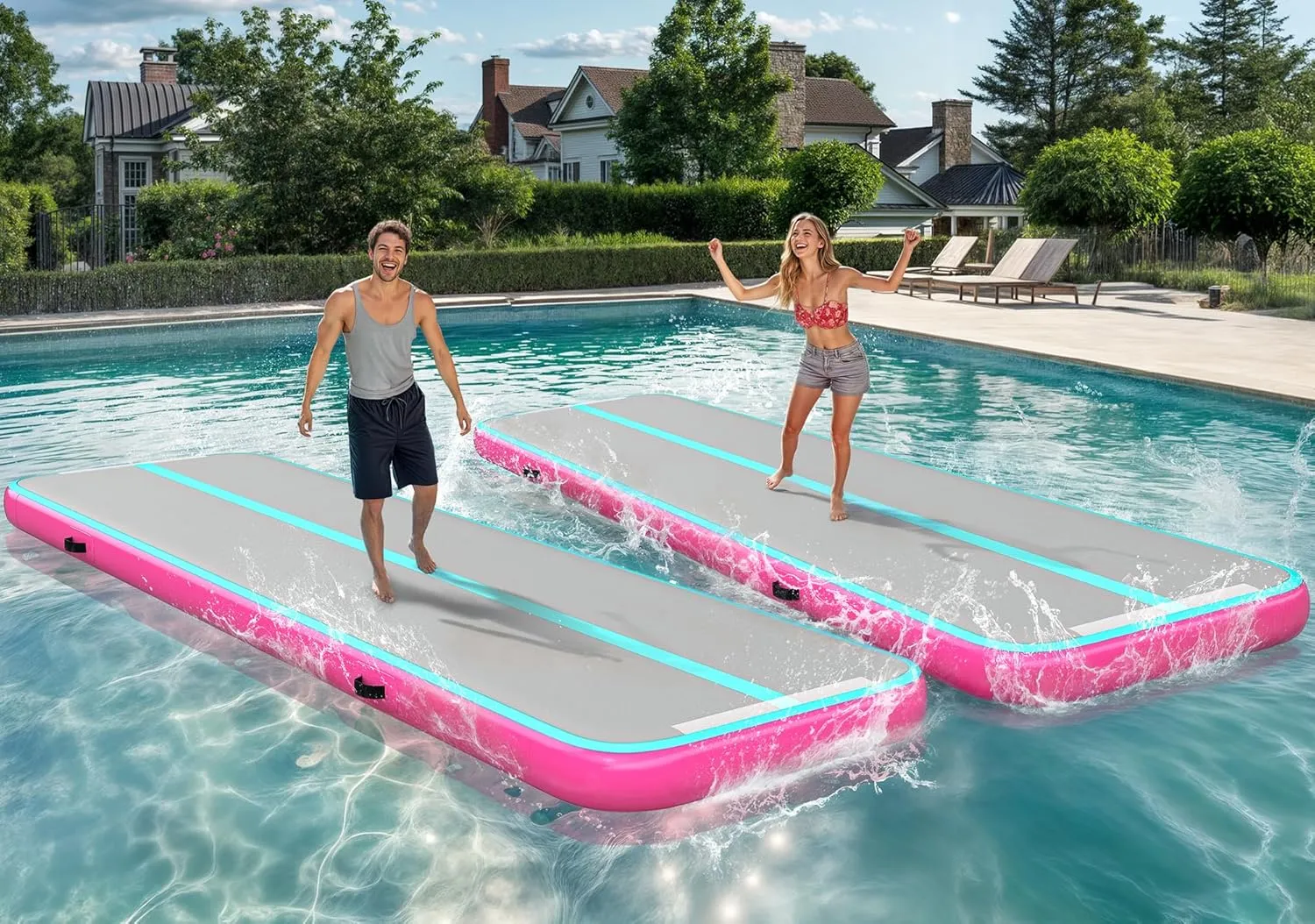 YITAHOME Air Gymnastics Mat 10ft/13ft/16ft/20ft Tumble Track Mat 4/8 Inches Thick Inflatable Tumbling Mat with Electric Pump & Carry Bag for Home Use/Tumble/Gym/Training/Cheerleading/Park/Water