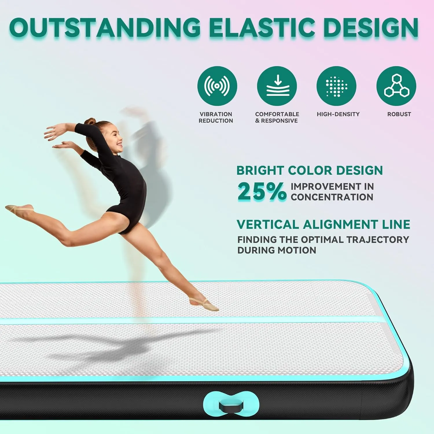 YITAHOME Air Gymnastics Mat 10ft/13ft/16ft/20ft Tumble Track Mat 4/8 Inches Thick Inflatable Tumbling Mat with Electric Pump & Carry Bag for Home Use/Tumble/Gym/Training/Cheerleading/Park/Water
