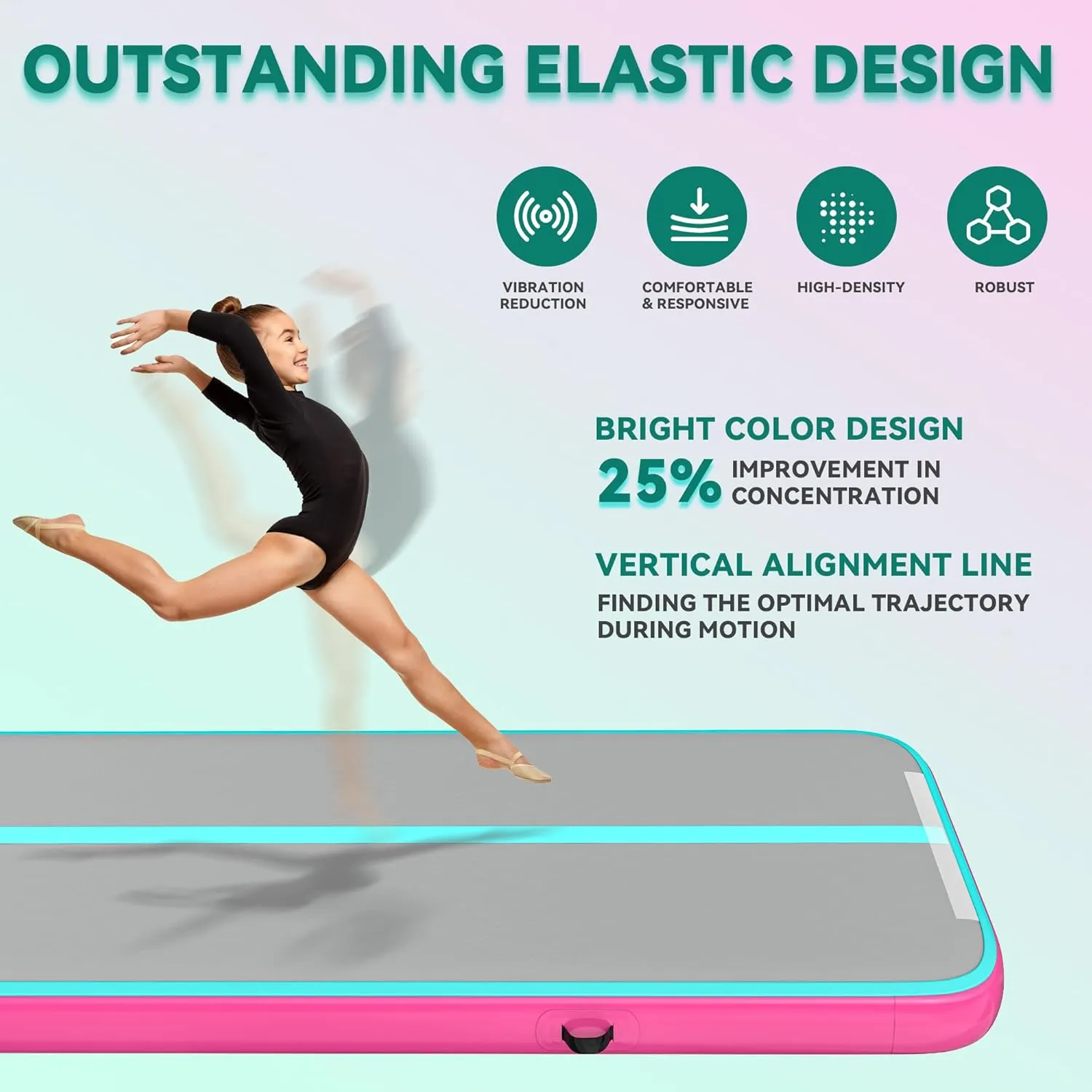 YITAHOME Air Gymnastics Mat 10ft/13ft/16ft/20ft Tumble Track Mat 4/8 Inches Thick Inflatable Tumbling Mat with Electric Pump & Carry Bag for Home Use/Tumble/Gym/Training/Cheerleading/Park/Water