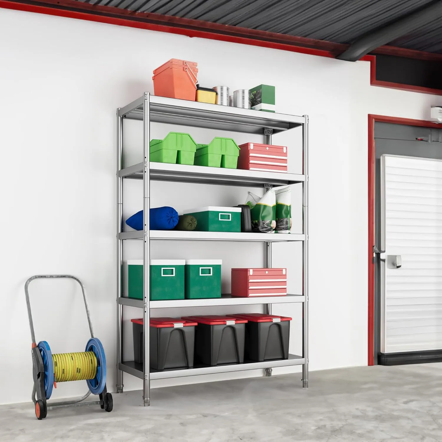 YITAHOME NSF Stainless Steel Shelving Unit 5 Tier, 48"*18"*72" Storage Shelves, Heavy Duty Shelf for Garage Kitchen Office Restaurant Warehouse