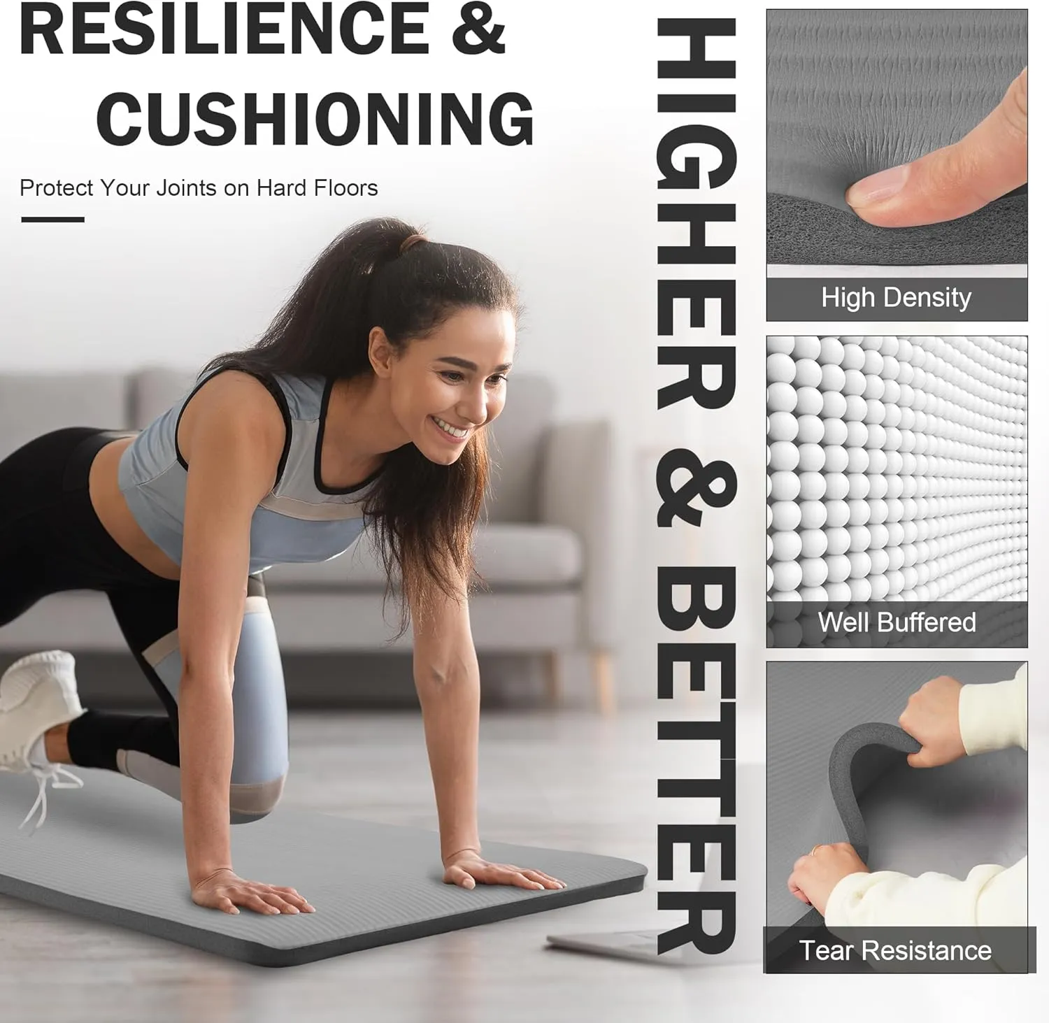 Yoga Mat, One-Inch Extra Thick High Density Exercise Mat, Anti-Tear Exercise Yoga Mat with Carrying Strap, Suitable for Various Yoga Exercises