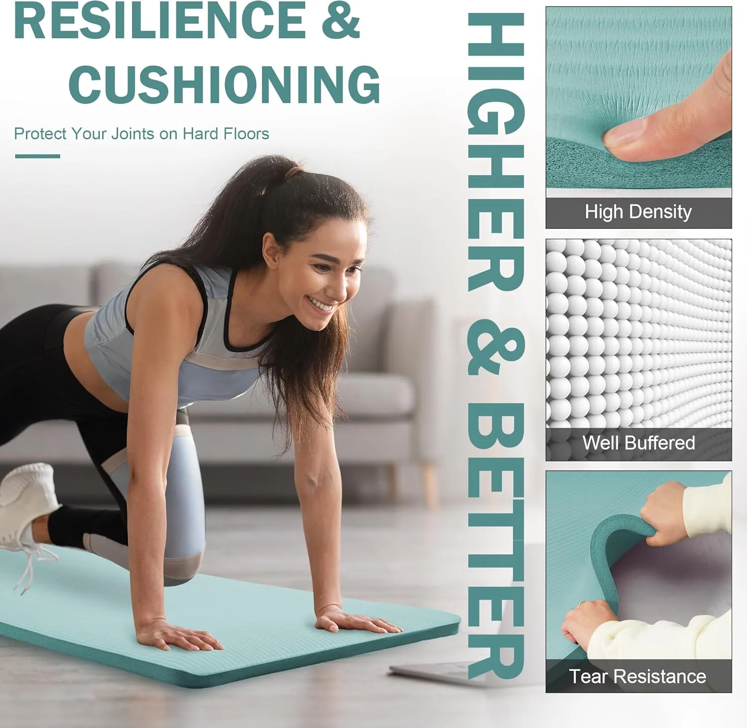 Yoga Mat, One-Inch Extra Thick High Density Exercise Mat, Anti-Tear Exercise Yoga Mat with Carrying Strap, Suitable for Various Yoga Exercises