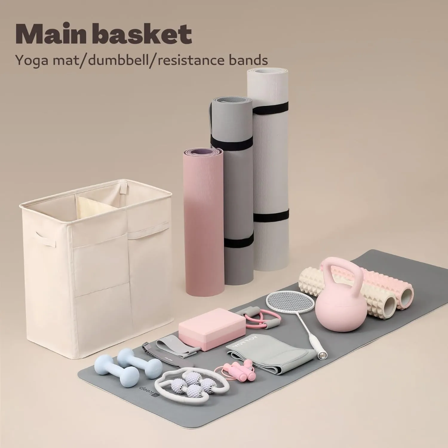 Yoga Mat Storage, Home Gym Workout Exercise Equipment Organizer for Foam Roller, Yoga Straps and Resistance Bands
