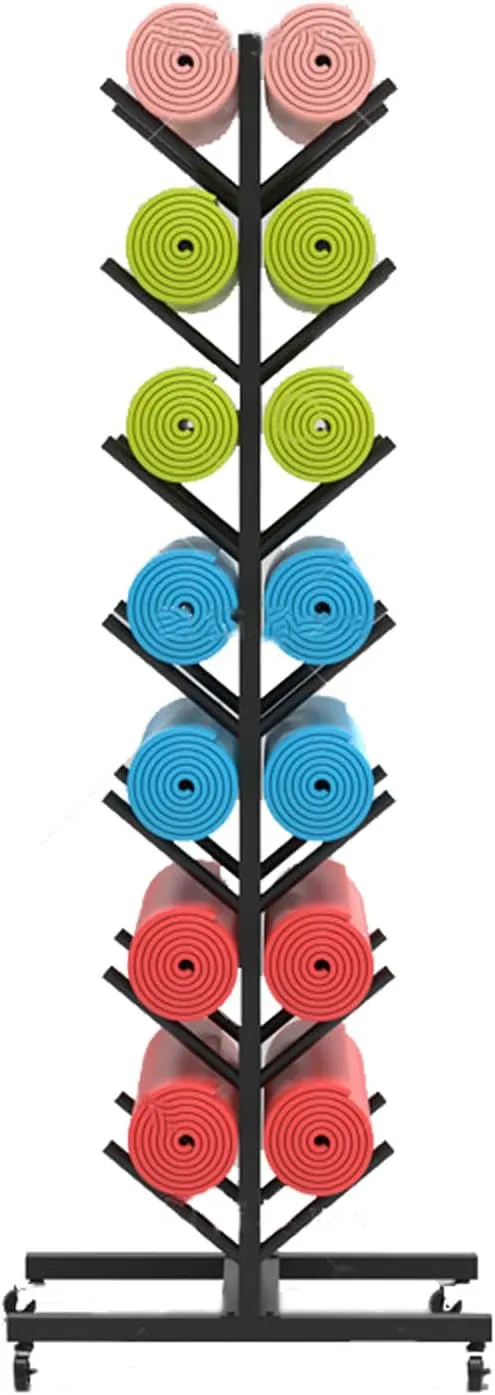 Yoga Mat Storage Rack with Wheels Home Yoga Studio Multi-Layer Storage Rack Put Foam Roller Exercise Fitness Equipment Removable Shelves