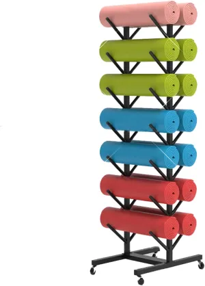 Yoga Mat Storage Rack with Wheels Home Yoga Studio Multi-Layer Storage Rack Put Foam Roller Exercise Fitness Equipment Removable Shelves