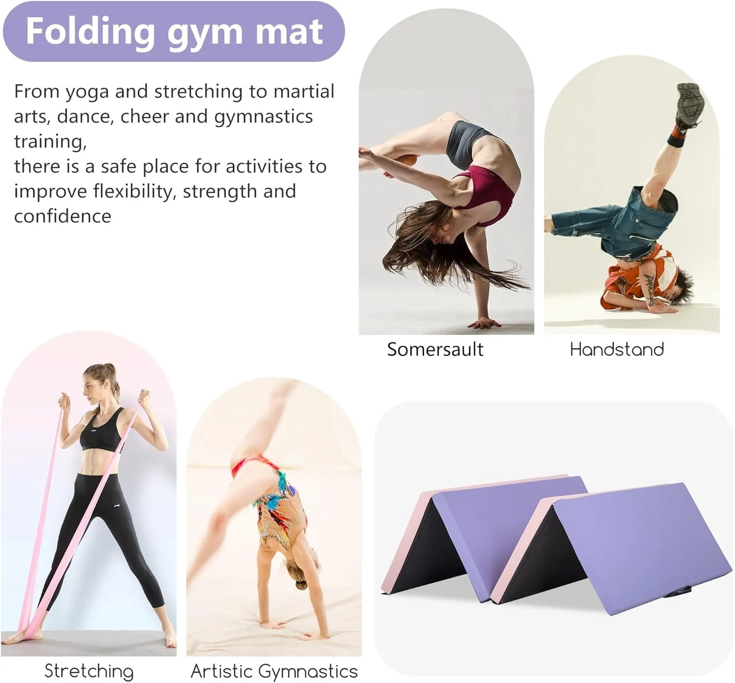 Yoga Mat Thick 2 Inch Workout Flooring for Home Gym - Exercise, Gymnastics, Tumbling, Pilates, Dance Equipment - Foldable Foam Play Mat for Kids and Adults