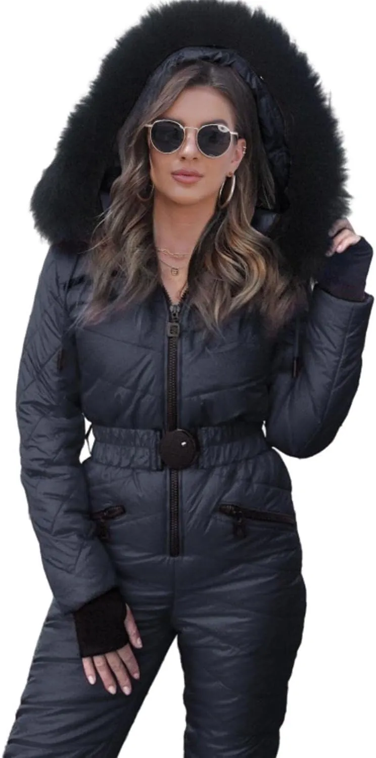 Yousify Womens Onesie Ski Suit Winter Outdoor Sports Waterproof Snowsuit Jumpsuits Jacket