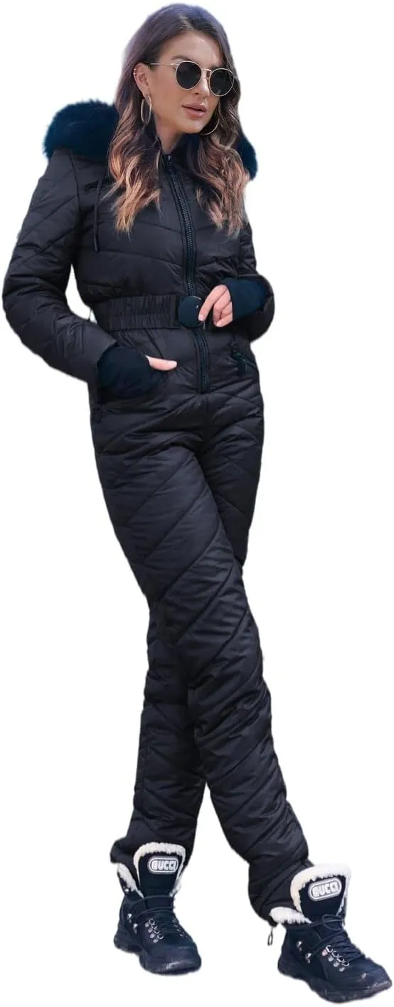 Yousify Womens Onesie Ski Suit Winter Outdoor Sports Waterproof Snowsuit Jumpsuits Jacket