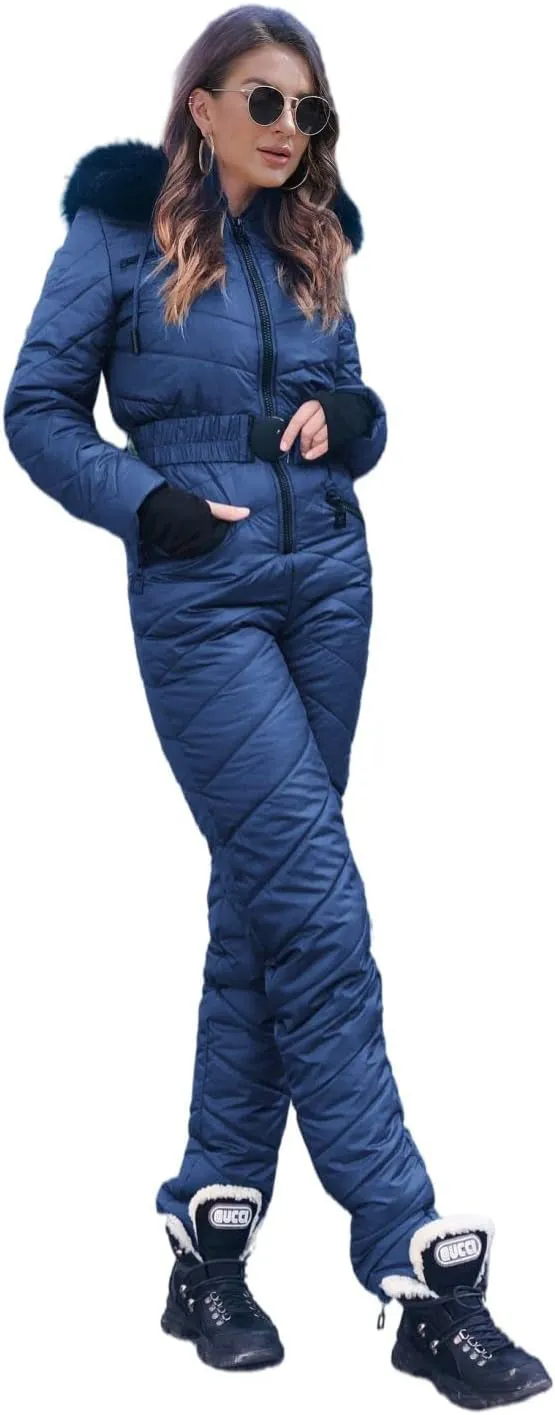 Yousify Womens Onesie Ski Suit Winter Outdoor Sports Waterproof Snowsuit Jumpsuits Jacket