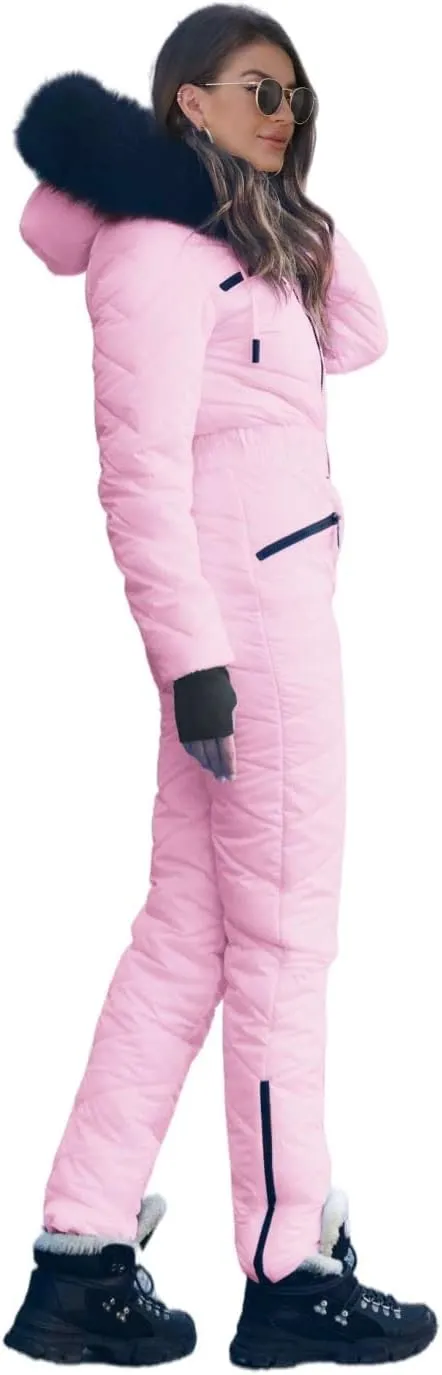 Yousify Womens Onesie Ski Suit Winter Outdoor Sports Waterproof Snowsuit Jumpsuits Jacket