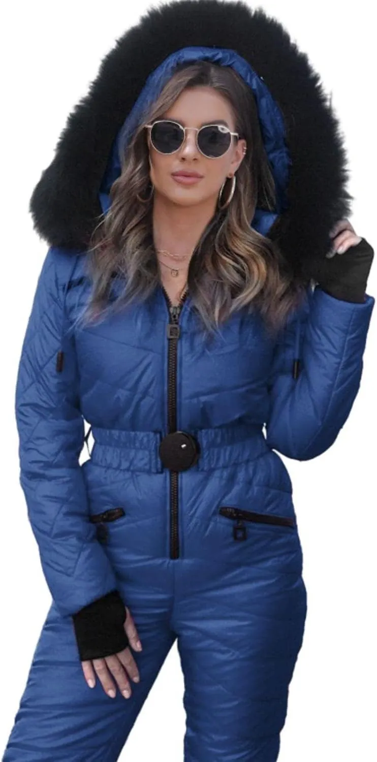 Yousify Womens Onesie Ski Suit Winter Outdoor Sports Waterproof Snowsuit Jumpsuits Jacket