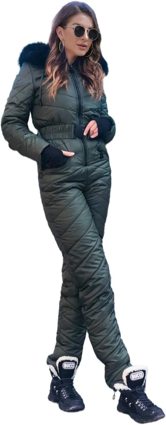 Yousify Womens Onesie Ski Suit Winter Outdoor Sports Waterproof Snowsuit Jumpsuits Jacket