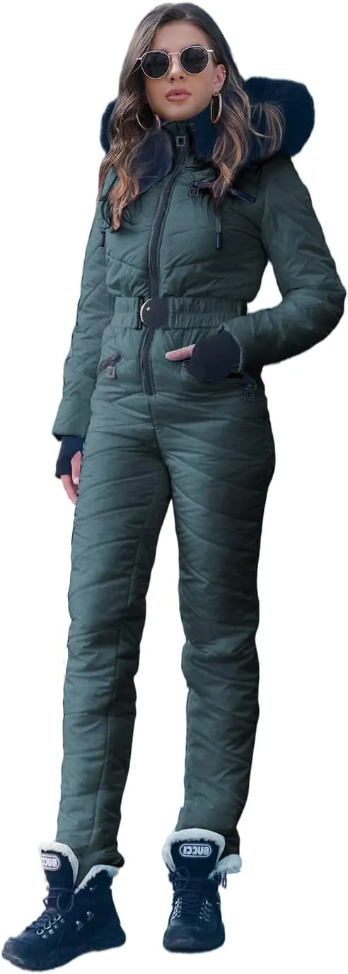 Yousify Womens Onesie Ski Suit Winter Outdoor Sports Waterproof Snowsuit Jumpsuits Jacket