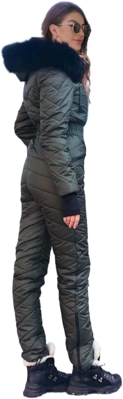 Yousify Womens Onesie Ski Suit Winter Outdoor Sports Waterproof Snowsuit Jumpsuits Jacket